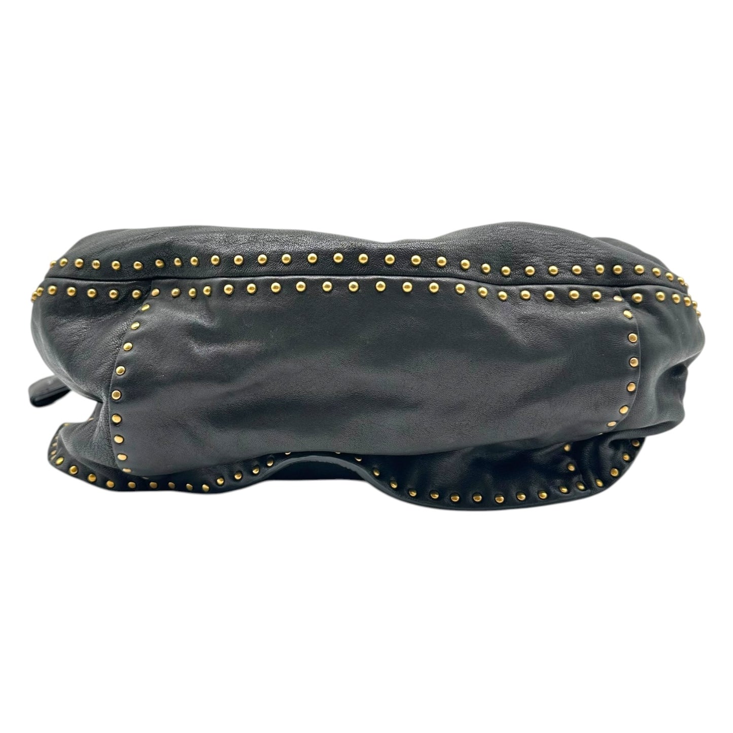 Miu Miu Black Leather Studded Hobo Bag