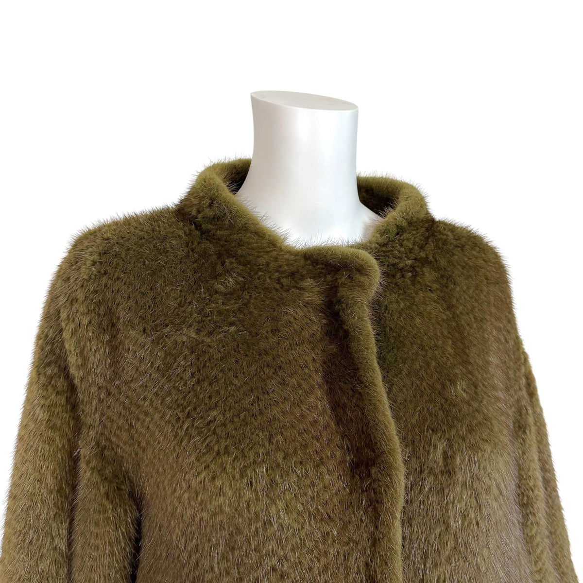 Roberto Cavalli Mink Fur Puff Sleeve Coat Khaki Green