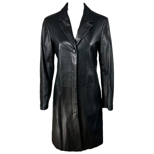 Versace Versus 90's Black Leather Longline Coat
