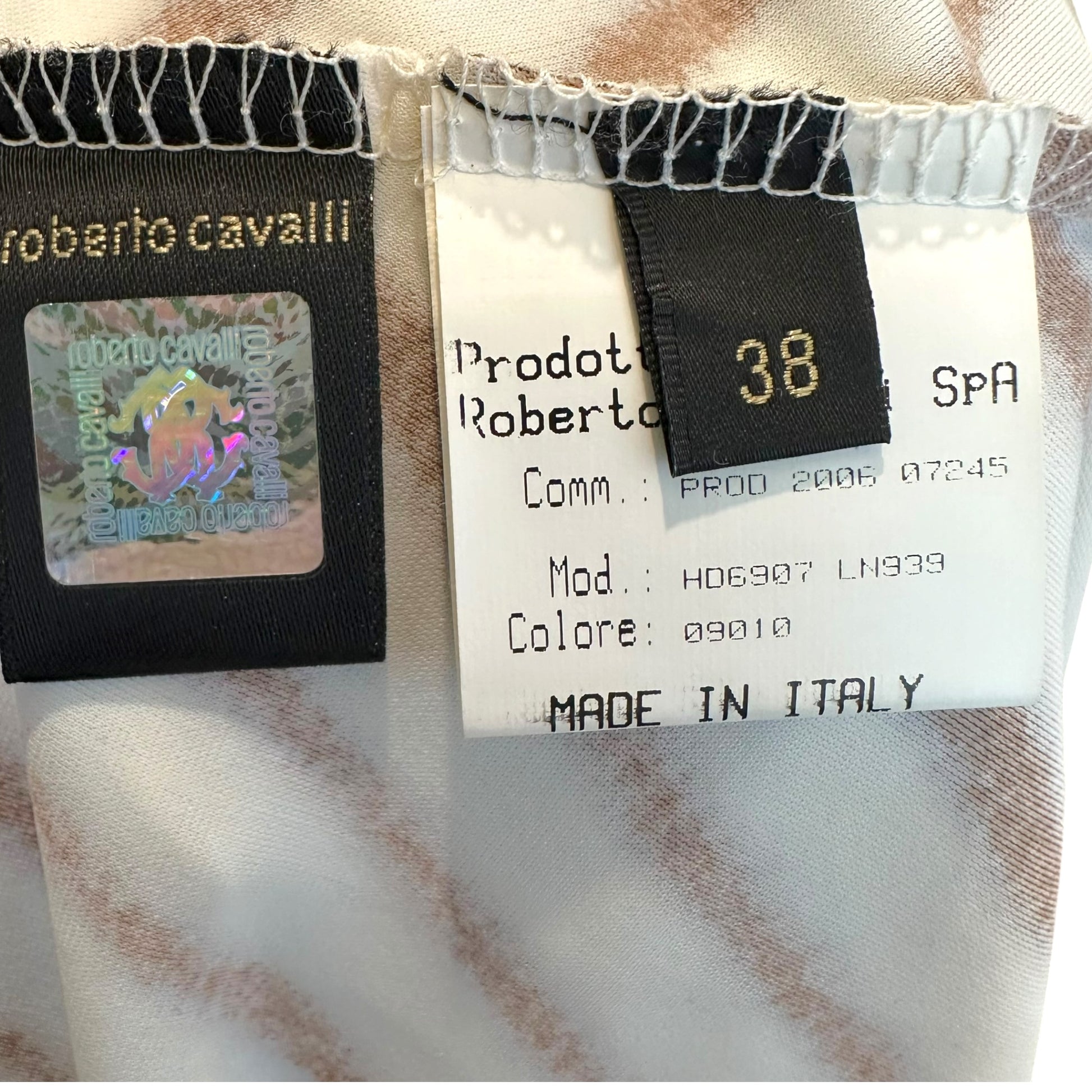 Roberto Cavalli Mini Dress White Brown Zebra Print Ruffle