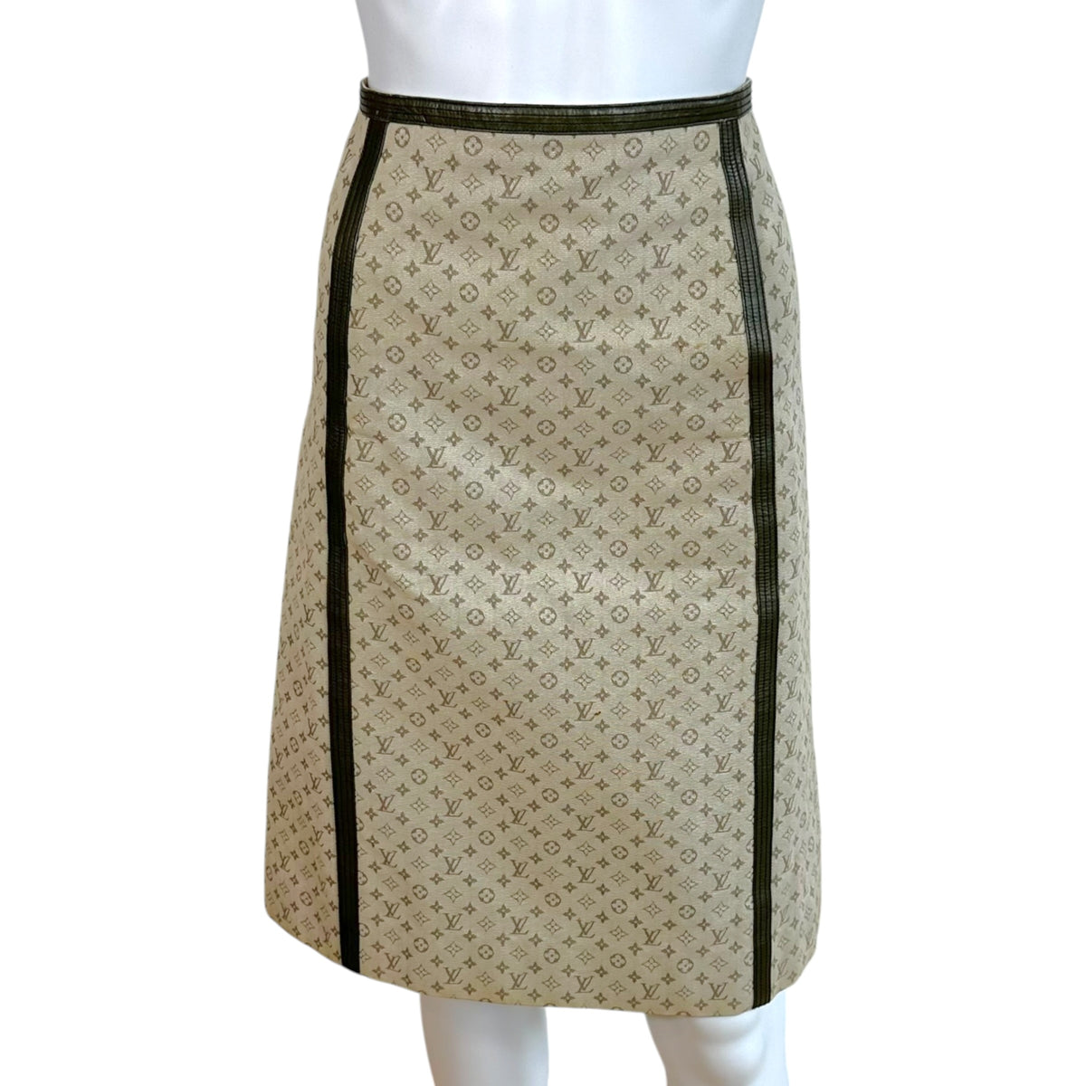 Louis Vuitton Midi Skirt Khaki Green Monogram