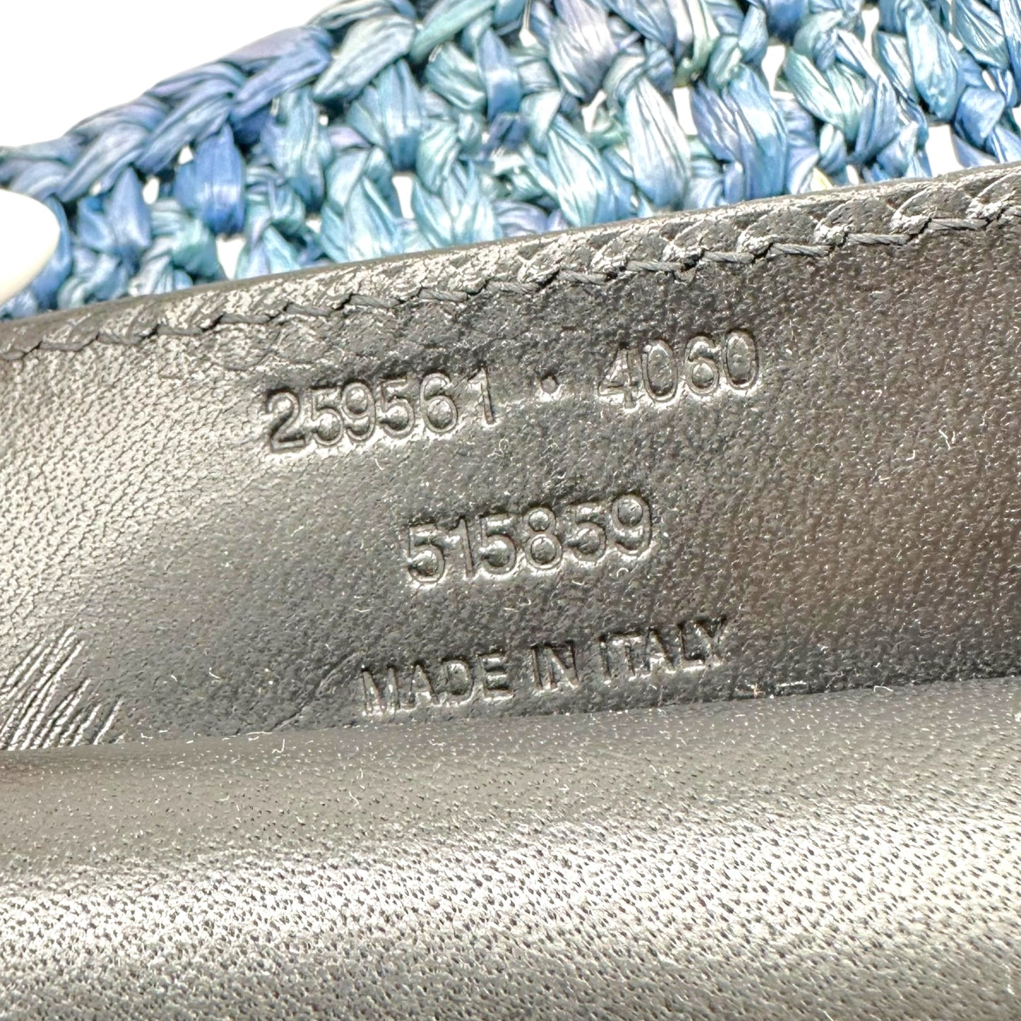 Balenciaga Large 2-Way City Beach Bag Blue Raffia Black Leather