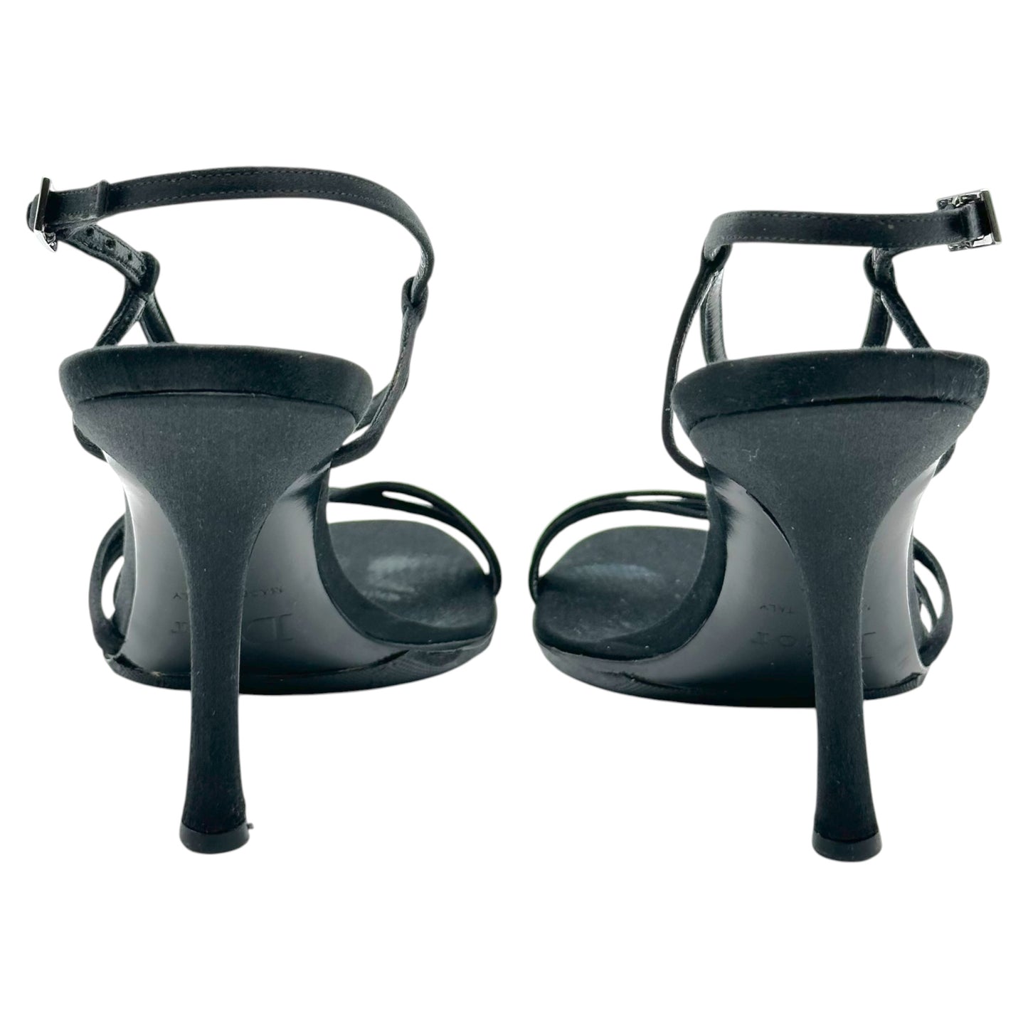 Christian Dior Black & Silver Logo Bow Sandal Heels