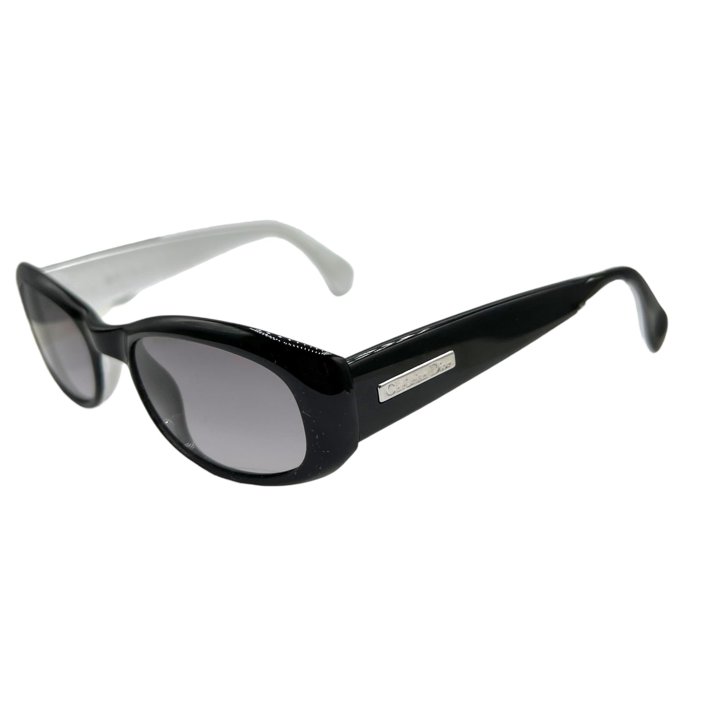 Christian Dior Silver & Black Oval Sunglasses Macha/P w/ Case