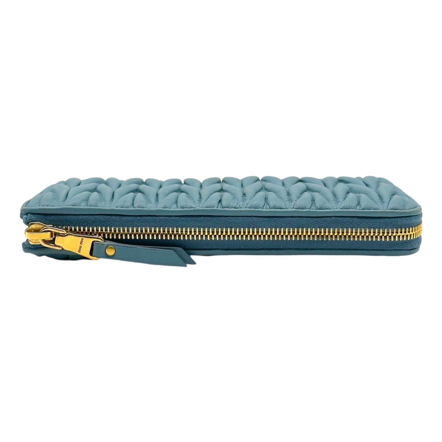Miu Miu Blue Quilted Matelasse Leather Long Wallet - Outfit Repeater