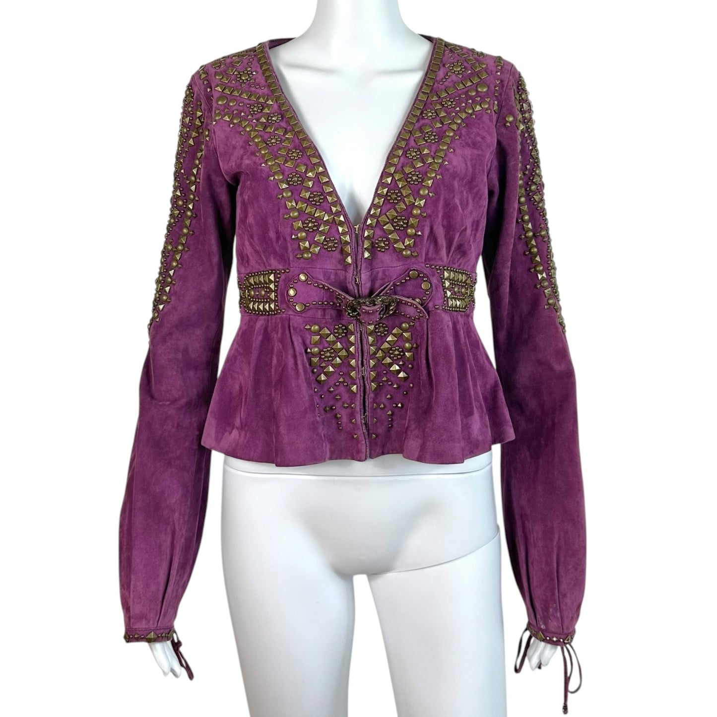 Roberto Cavalli Suede Studded Jacket Purple Gold M