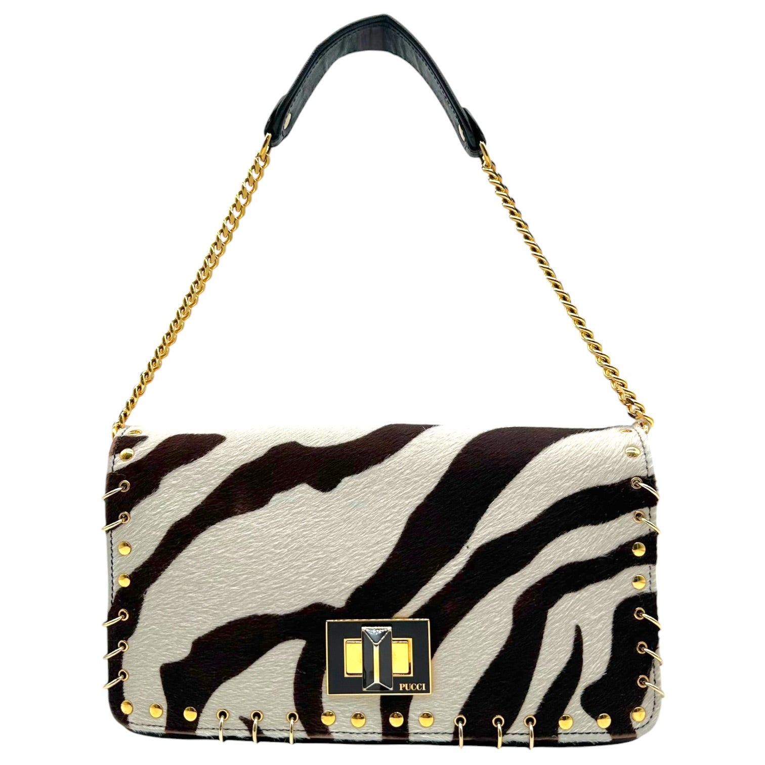 Emilio Pucci Zebra Print Ponyhair Shoulder Bag