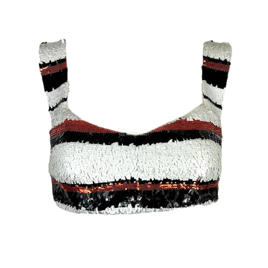 Dolce & Gabbana White & Orange Striped Sequin Bra Top - Outfit Repeater
