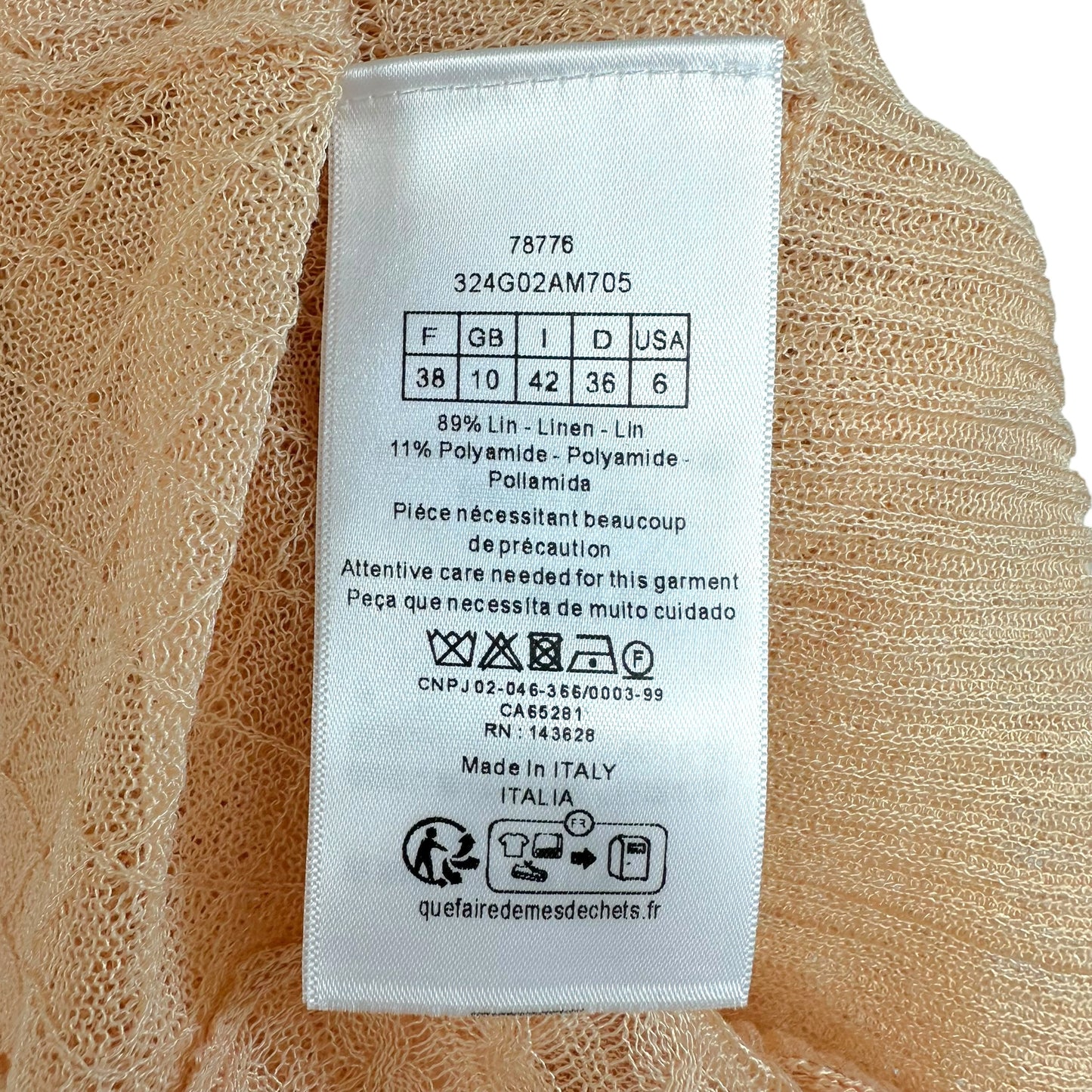 Christian Dior Light Pink Sheer Knit Ruffle Front Cardigan