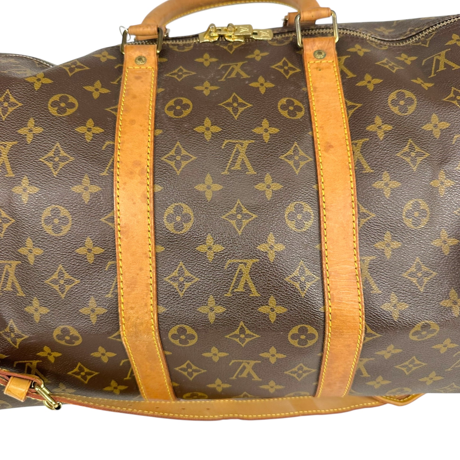 Louis Vuitton Monogram Duffle Bag Brown Leather