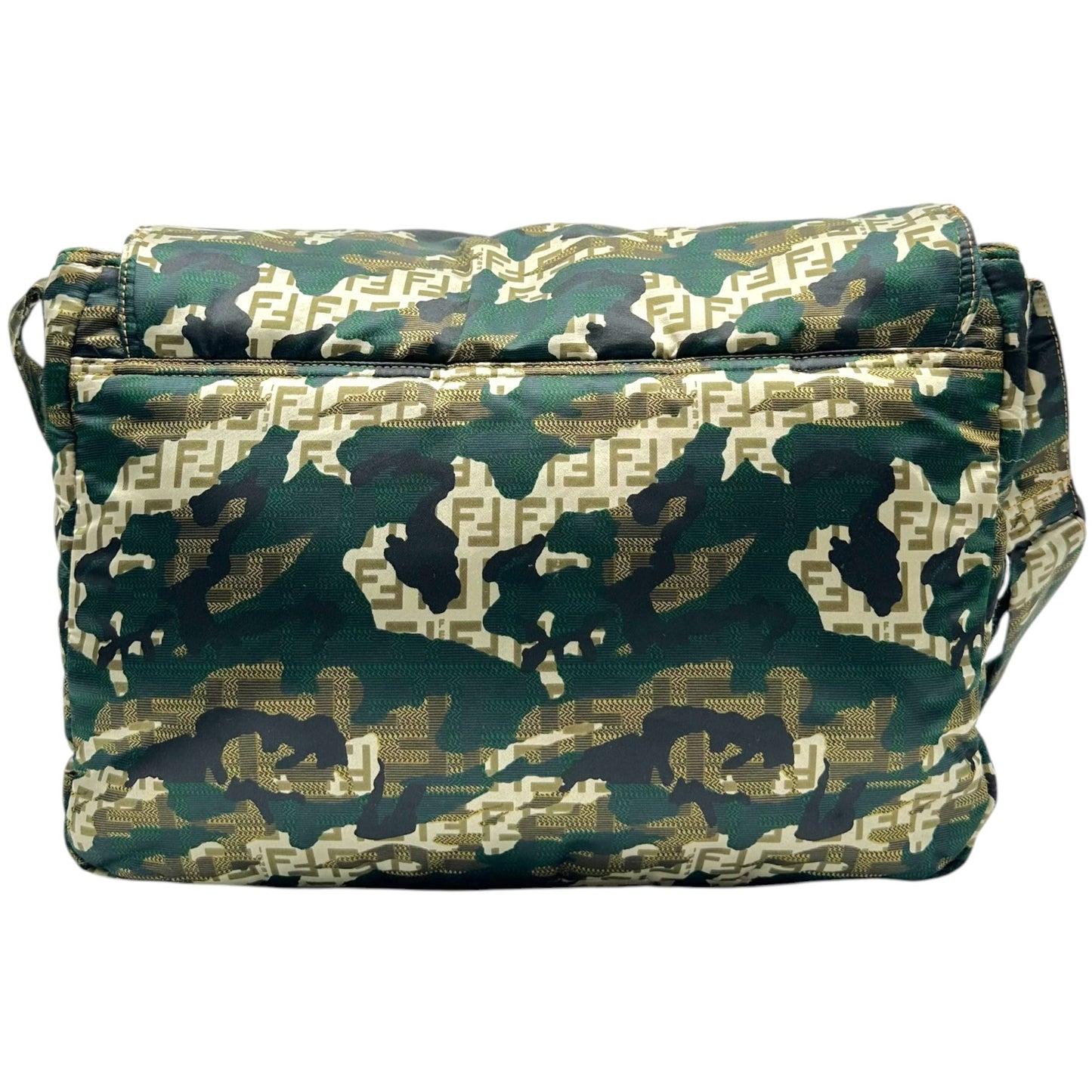 Fendi Messenger Bag Beige Zucchino Monogram Camouflage Satin