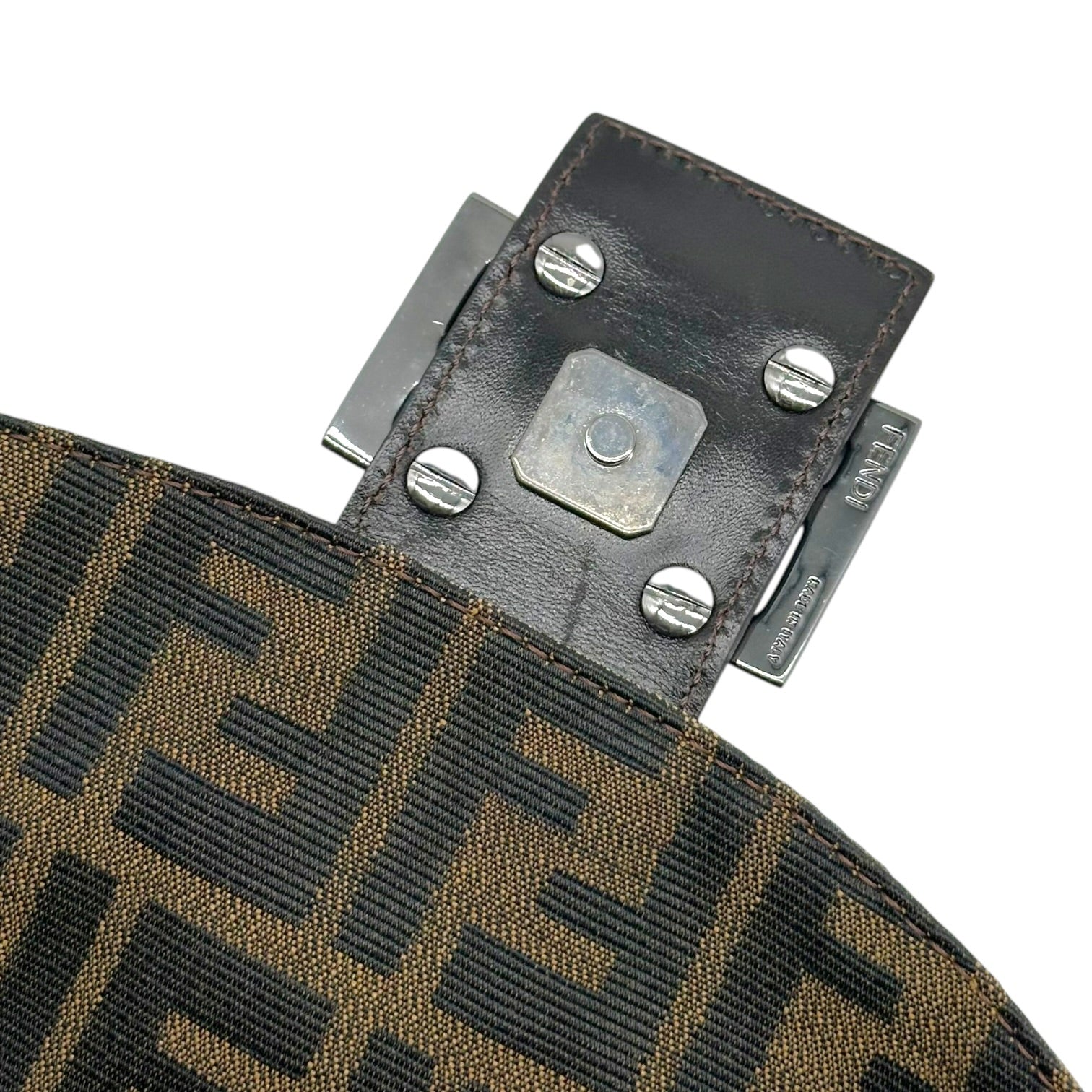Fendi Brown Zucca Monogram Fold-Over Baguette Bag