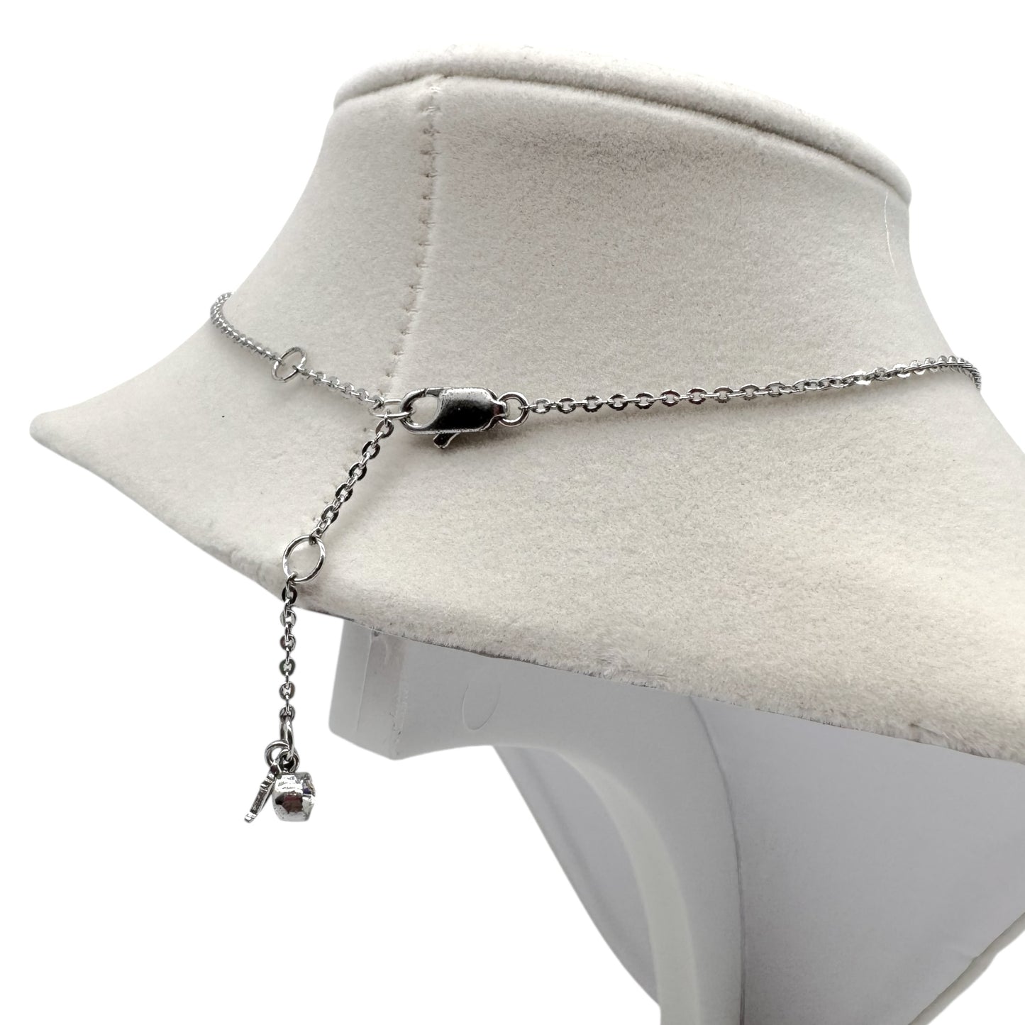 Christian Dior Silver Crystal Bow Charm Necklace