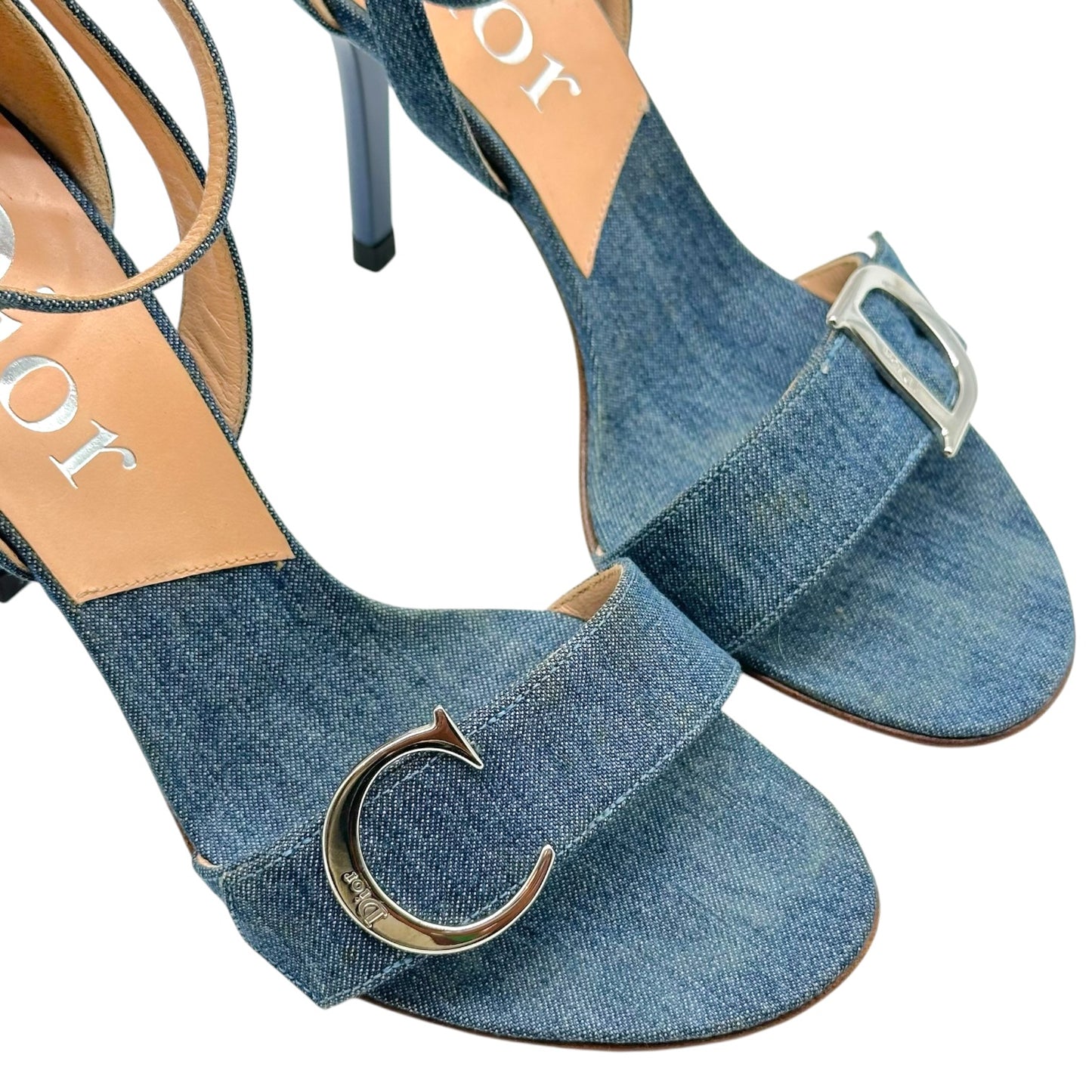 Christian Dior Denim CD Logo Heeled Sandals