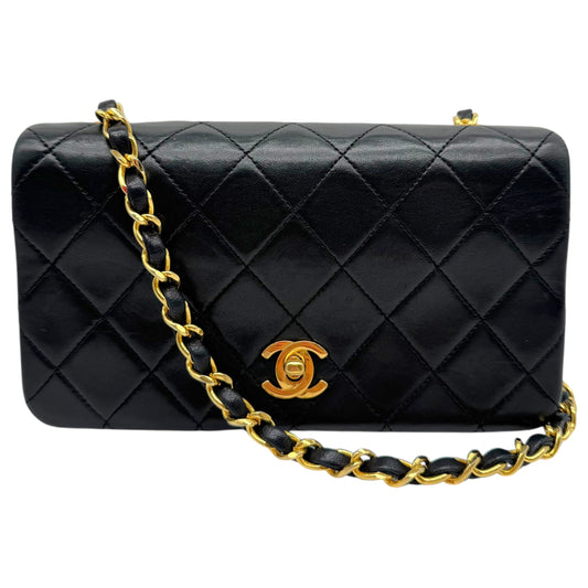 Chanel Black Matelasse Lambskin Small Crossbody Flap Bag 1989-91