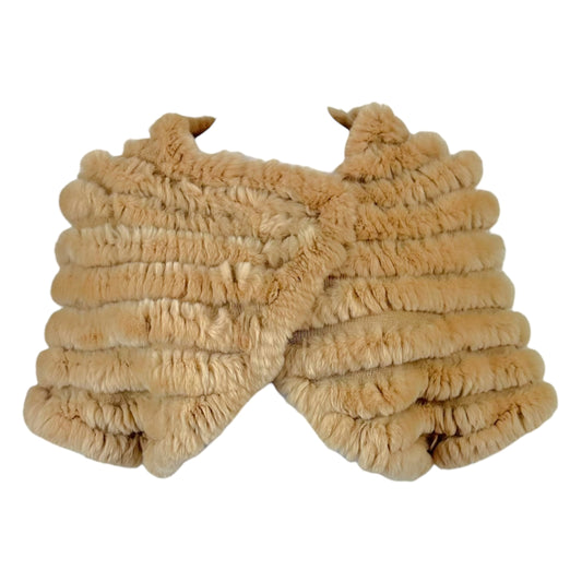 BCBGMaxAzria Light Brown Rabbit Fur Poncho Bolero