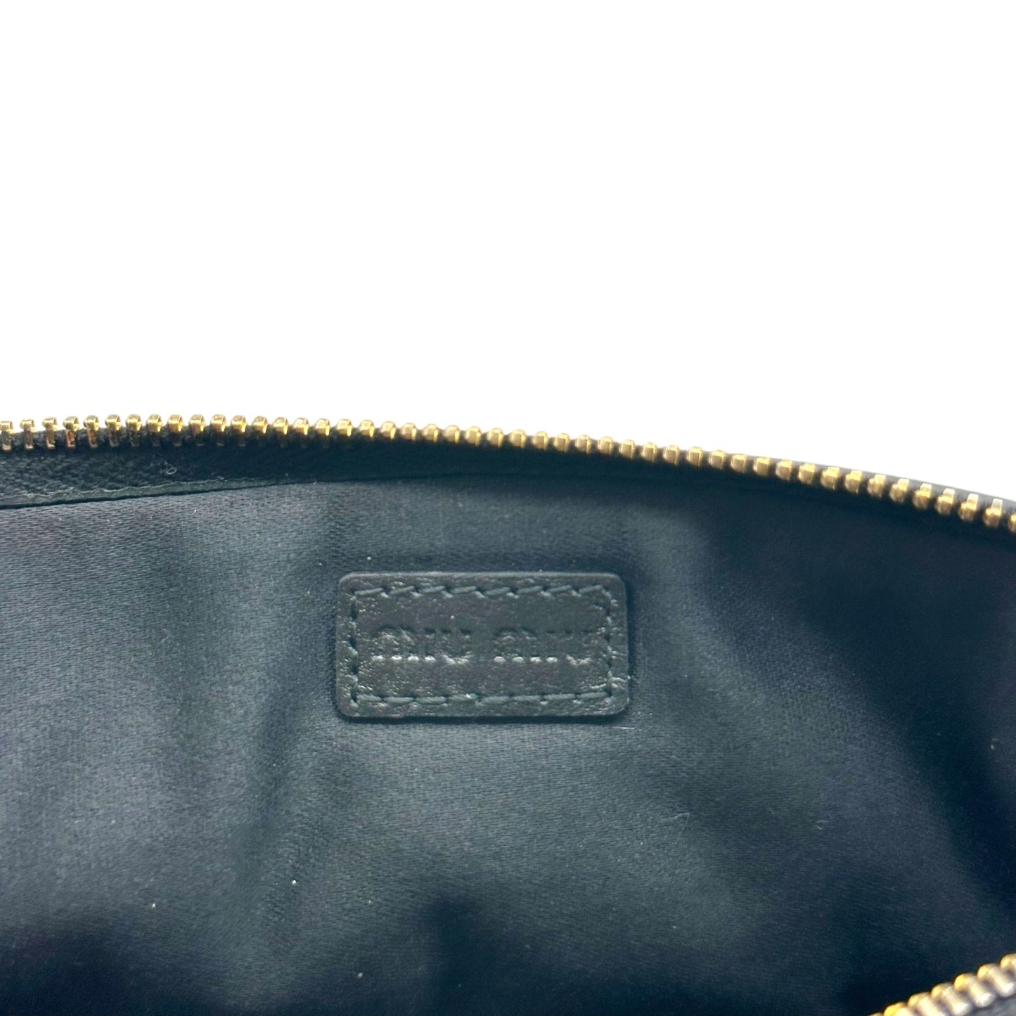 Miu Miu Black Gold Quilted Leather Mini Pochette Bag