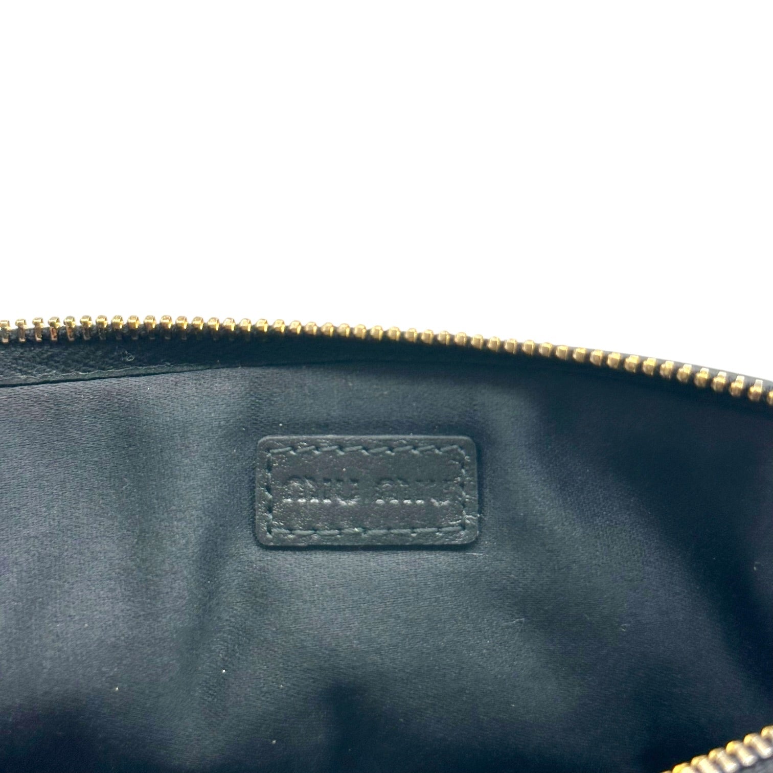 Miu Miu Black Gold Quilted Leather Mini Pochette Bag