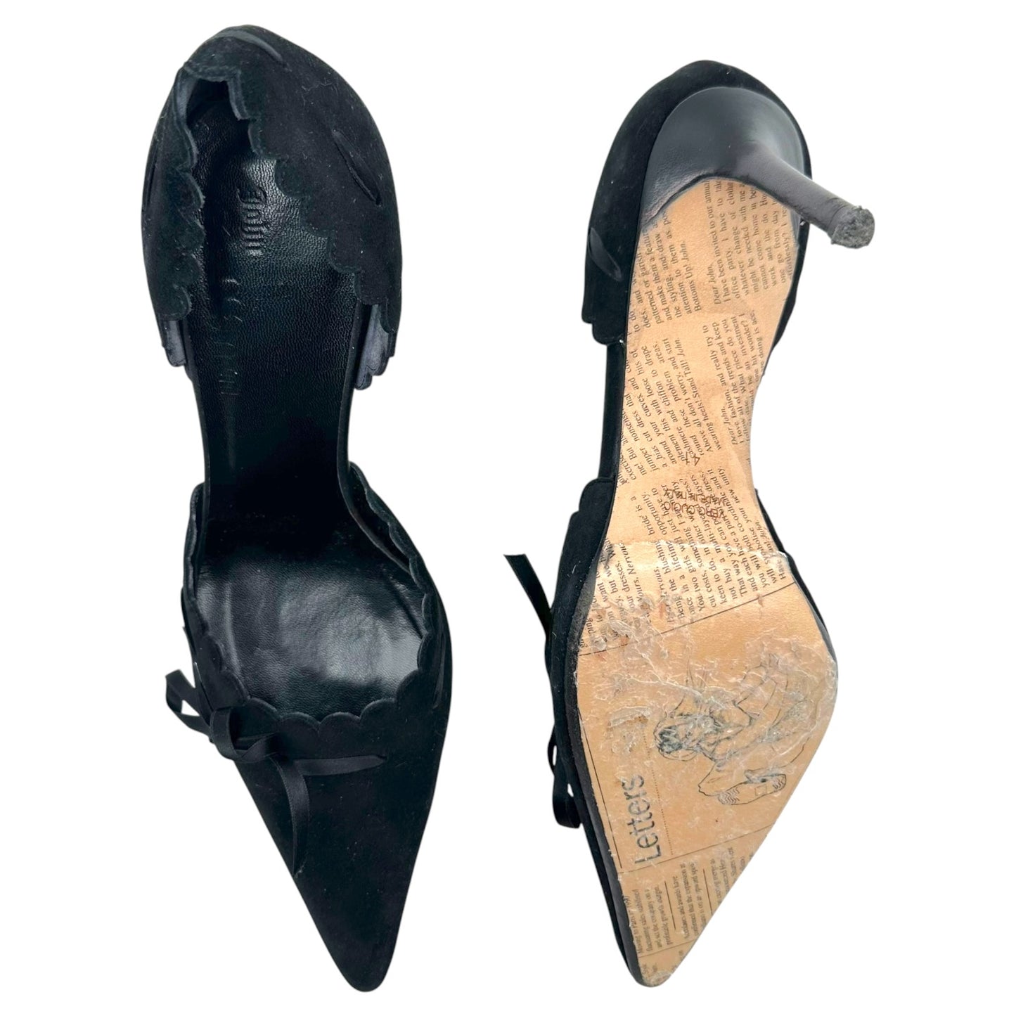 John Galliano Black Suede D'Orsay Heels