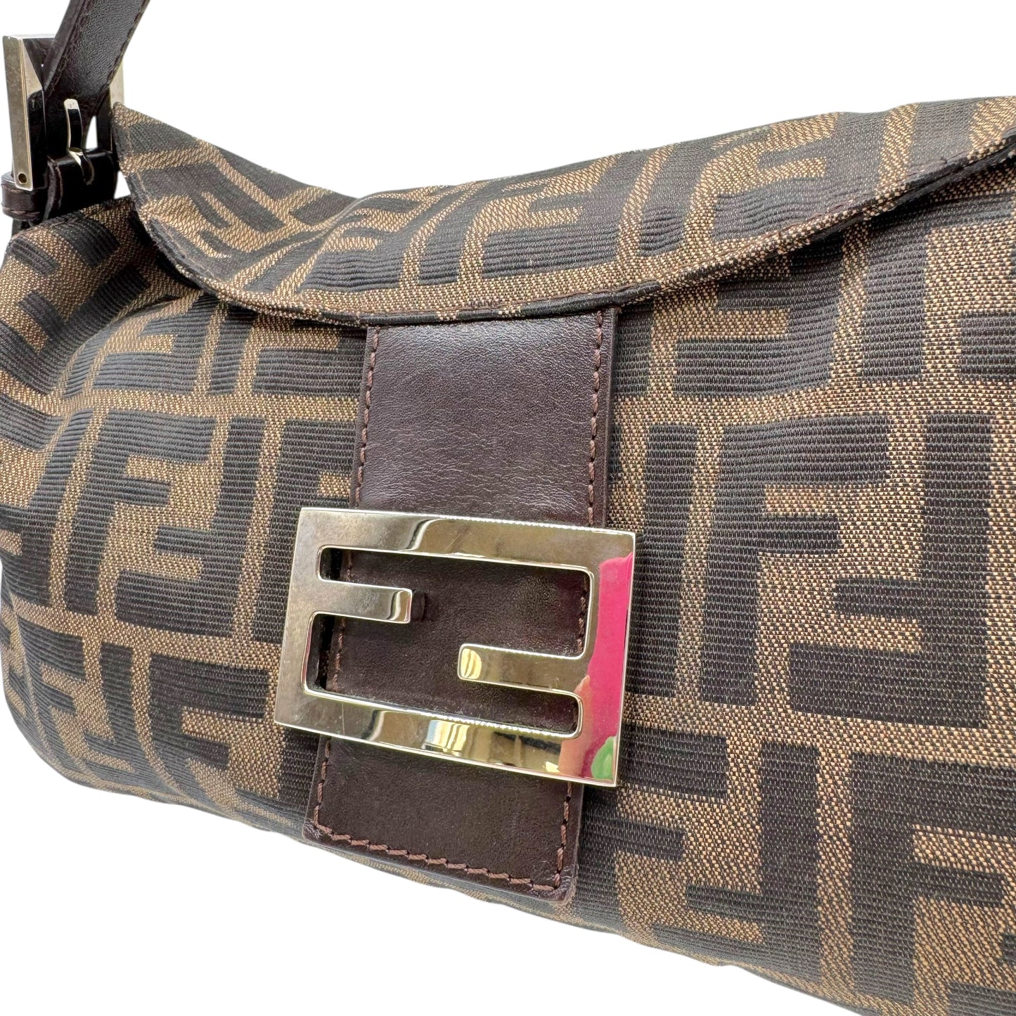 Fendi Brown Zucca Monogram Fold-Over Baguette Bag - Outfit Repeater