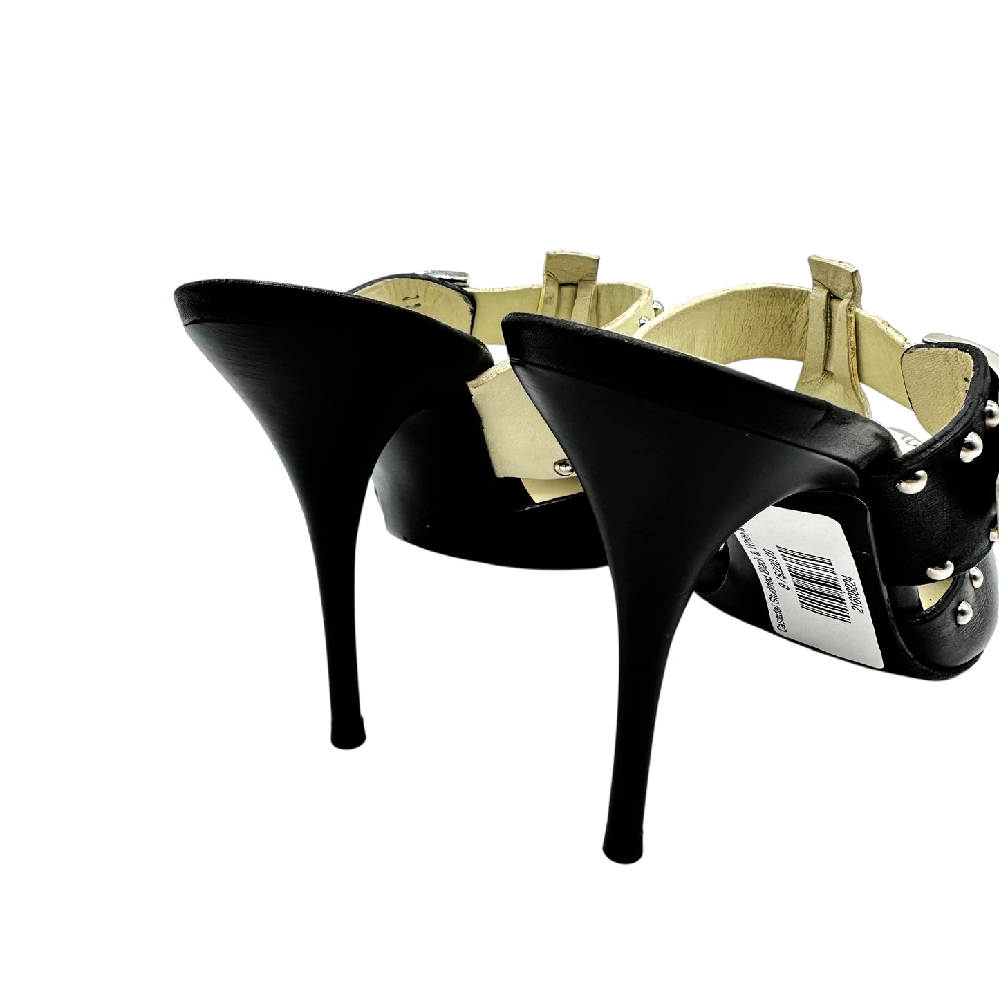 Casadei Studded Black & White Mule Heels