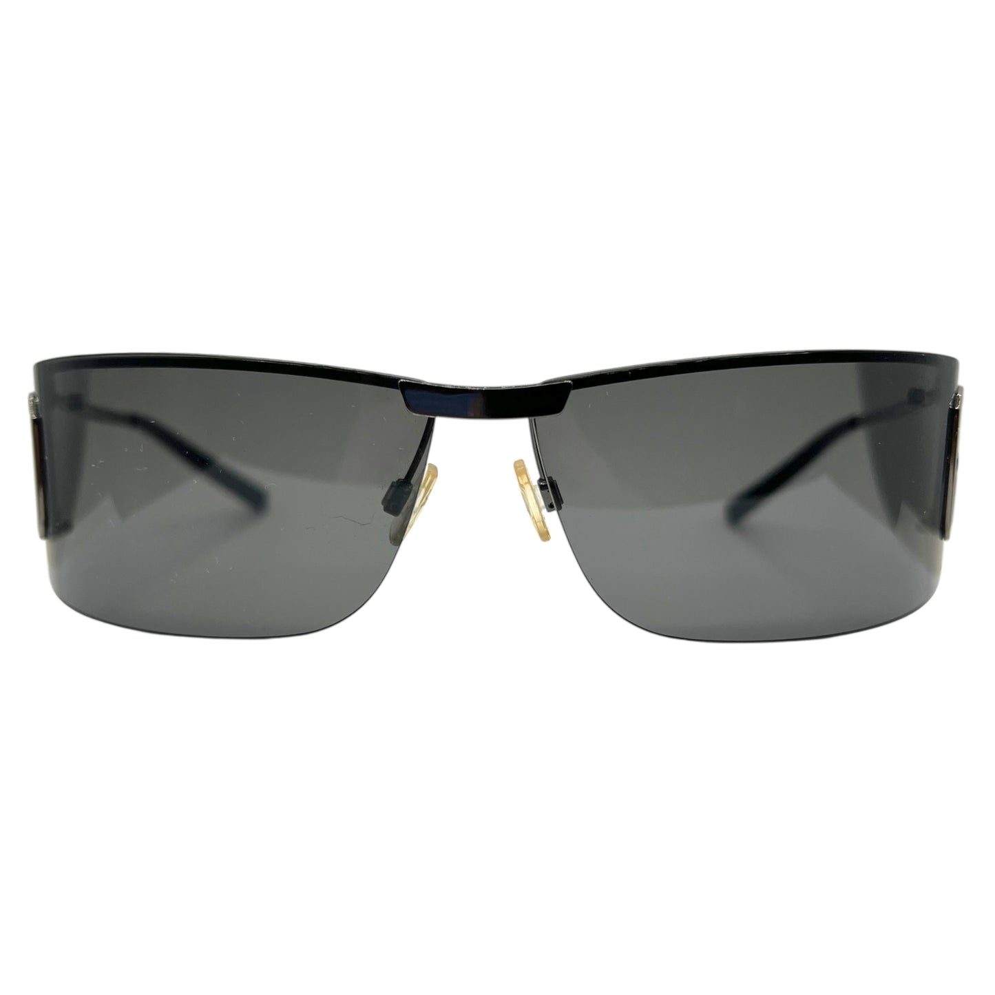 Dolce & Gabbana Black & Silver Rimless DG Logo Shield Sunglasses DG 610S