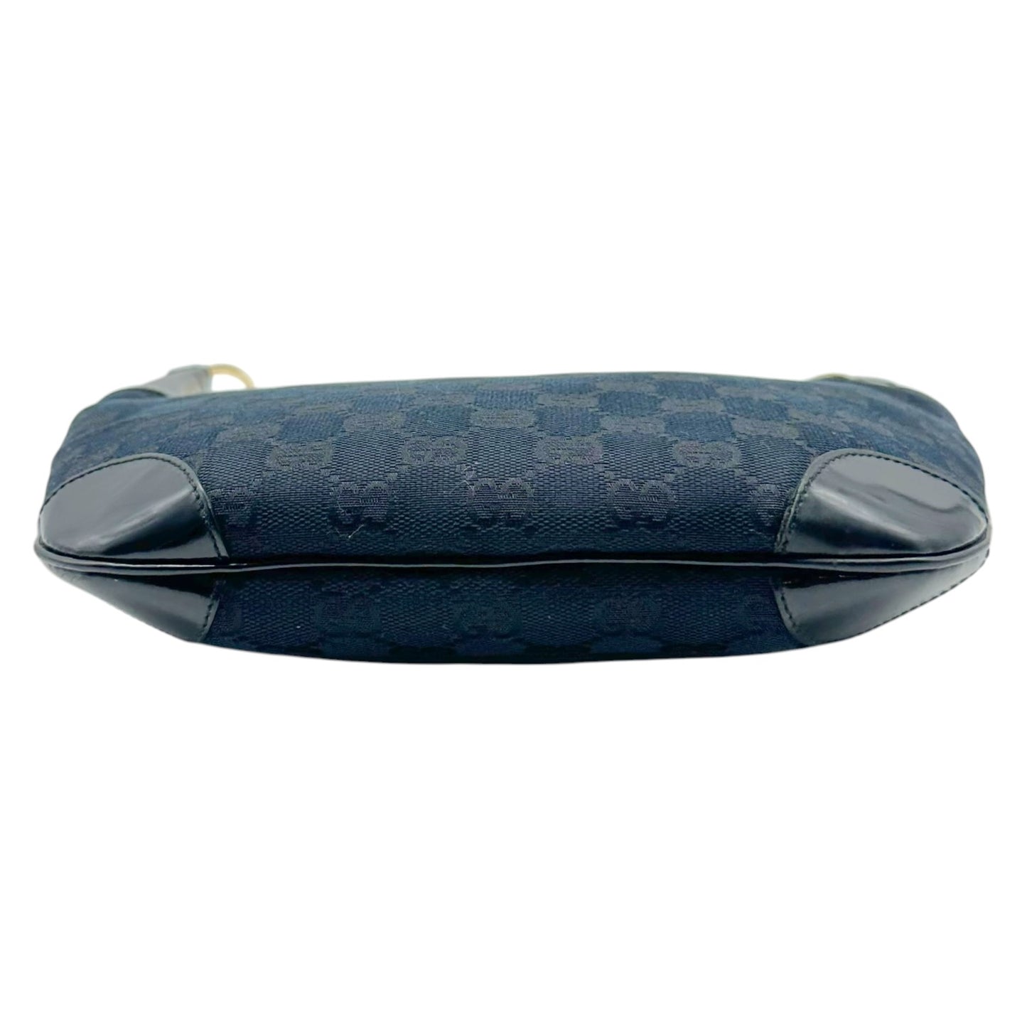 Gucci Black Monogram Canvas & Patent Leather Shoulder Bag