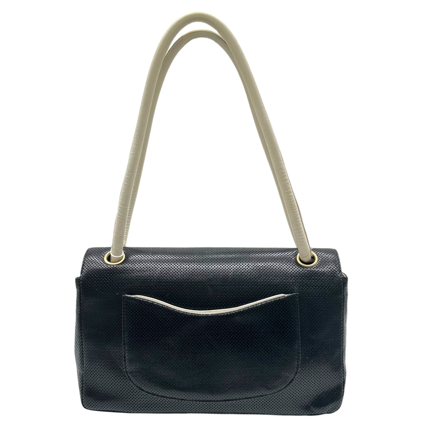 Chanel Black & White Perforated Lambskin Flap Bag 2000-02