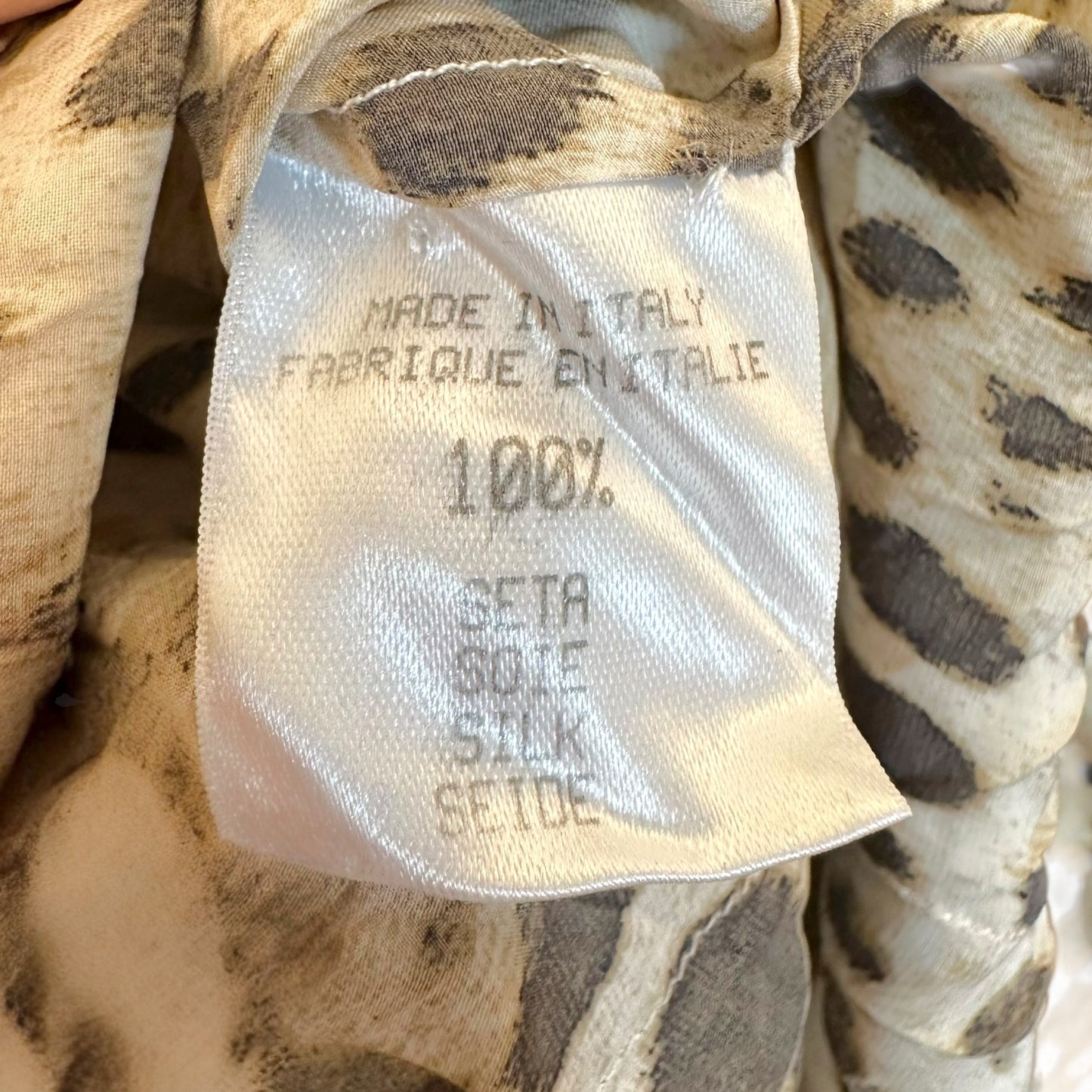 Roberto Cavalli 90's Silk Leopard Print 3/4 Sleeve Blouse