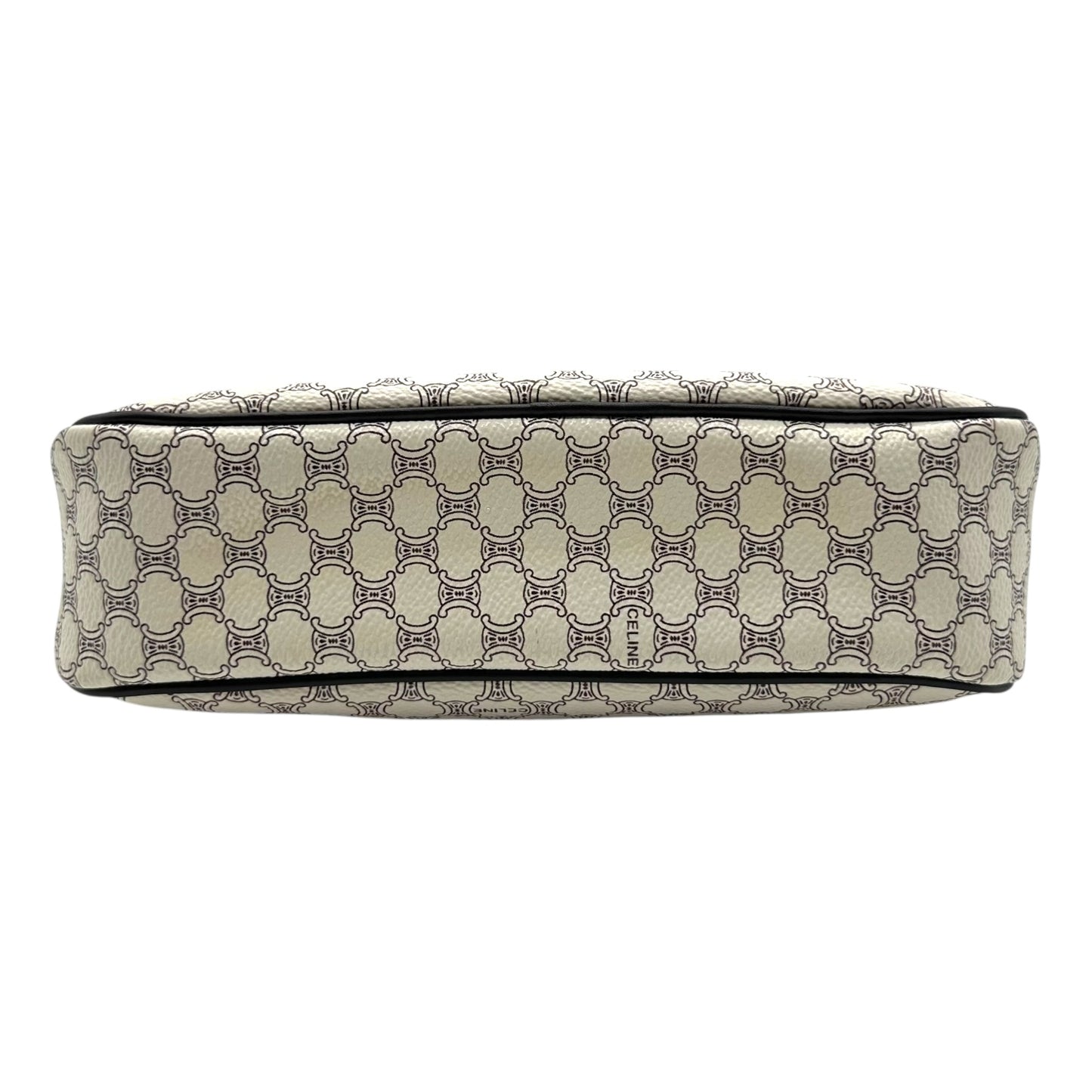Celine White Triomphe Monogram Pochette Bag