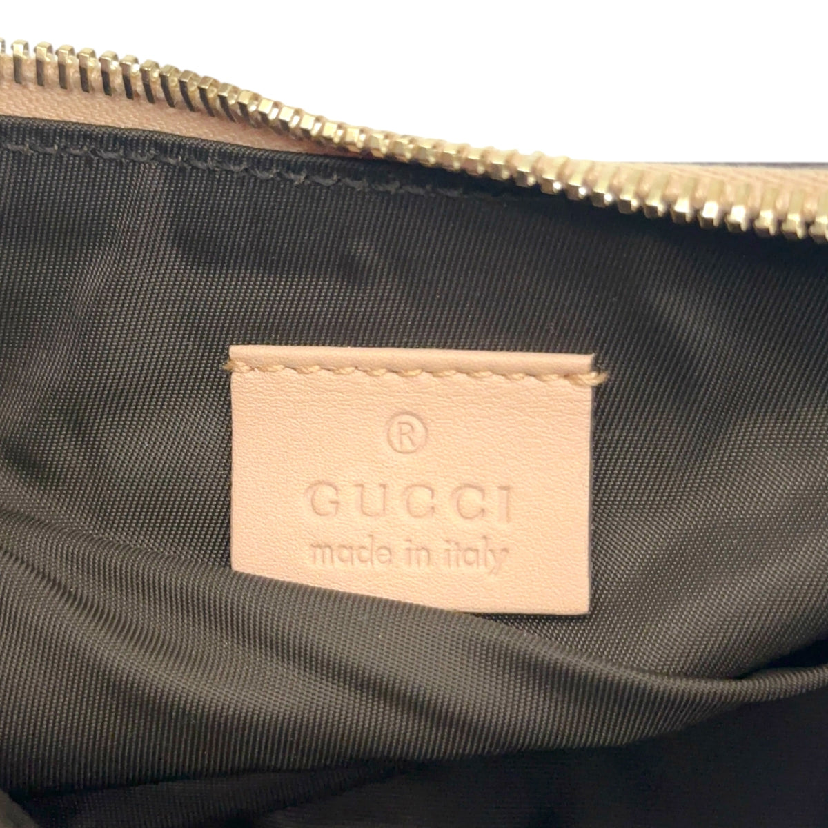 Gucci Pink Metallic Monogram Heart Zip Pochette Bag