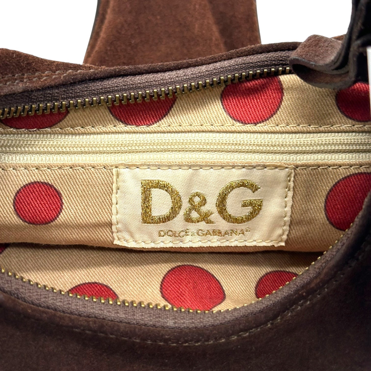 D&G Dolce & Gabbana Brown Suede Croissant Logo Shoulder Bag - Outfit Repeater