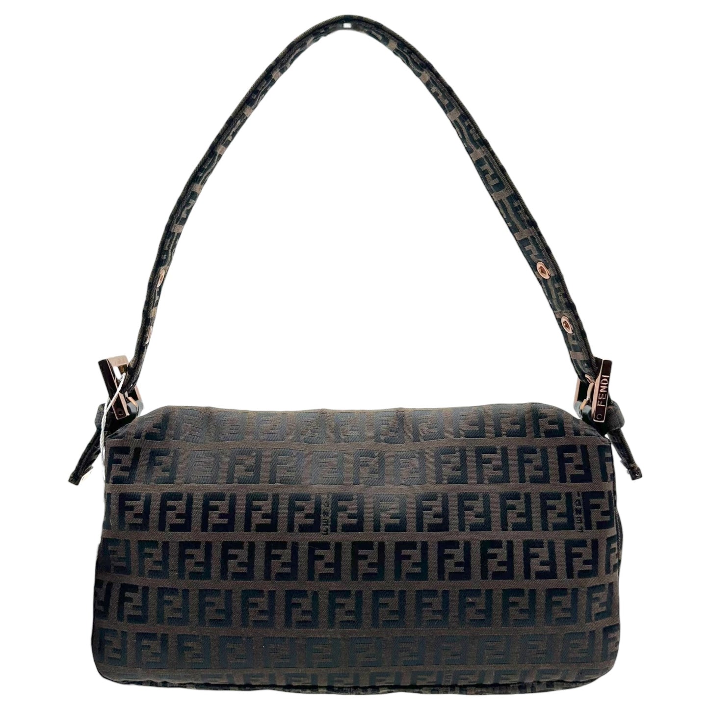 Fendi Black & Brown Zucchino Baguette Bag