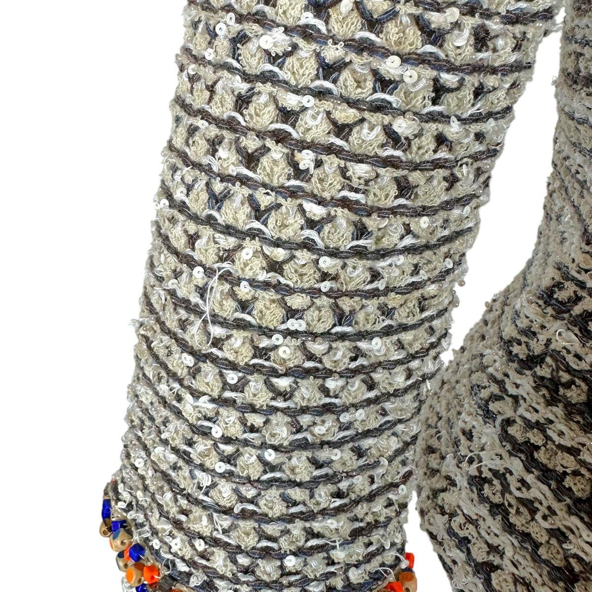 Chanel Taupe Tweed Sequin Knit Crop Cardigan