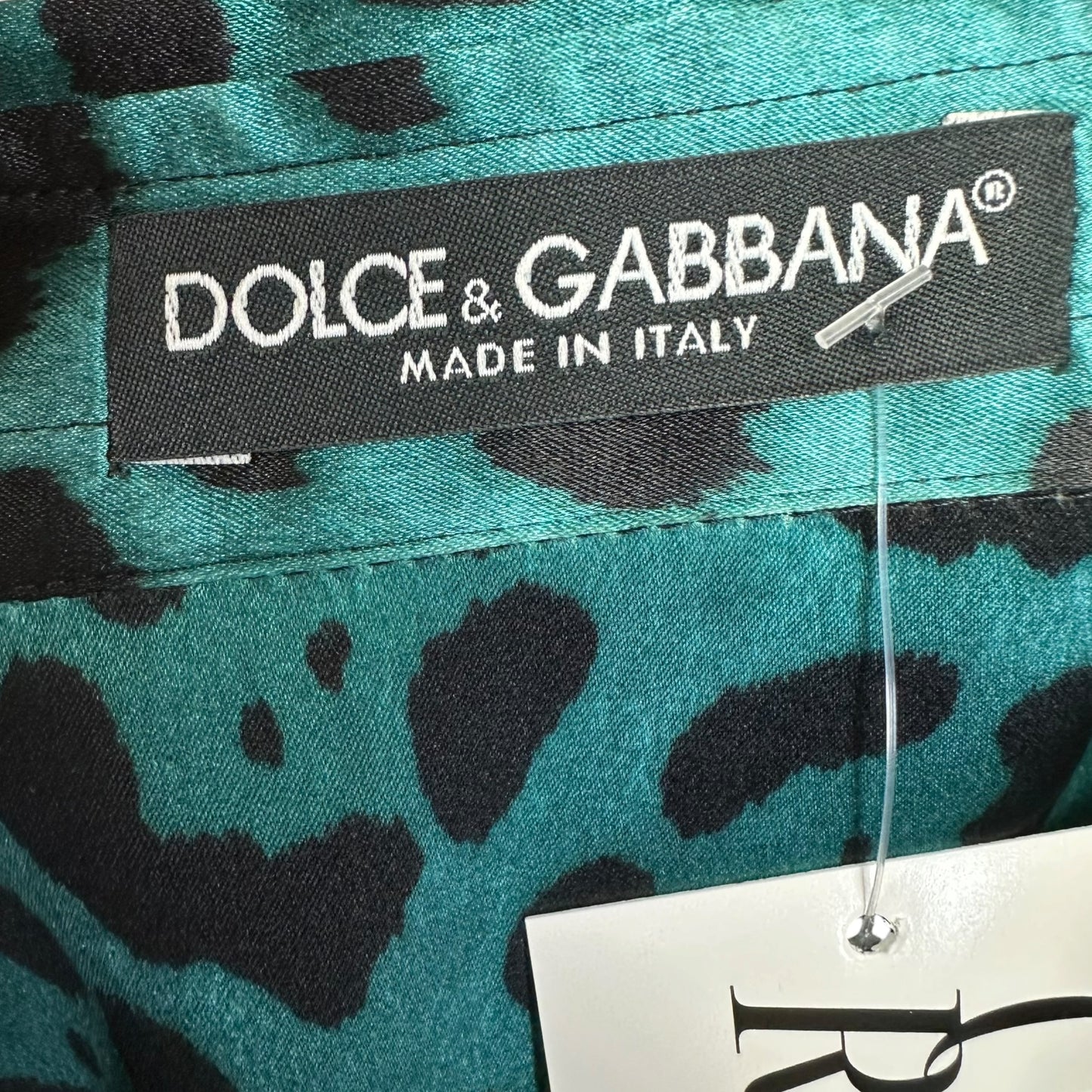 Dolce & Gabbana Turqiouse Blue Leopard Print Silk Blouse