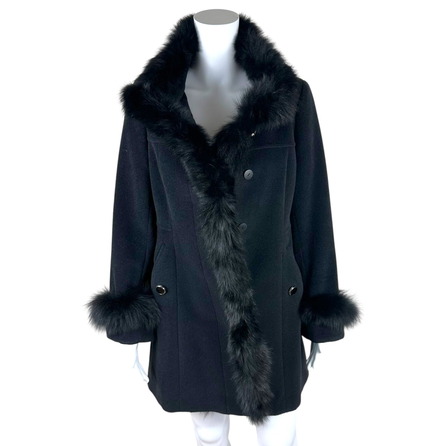 Courreges Black Fur Trim Penny Lane Coat