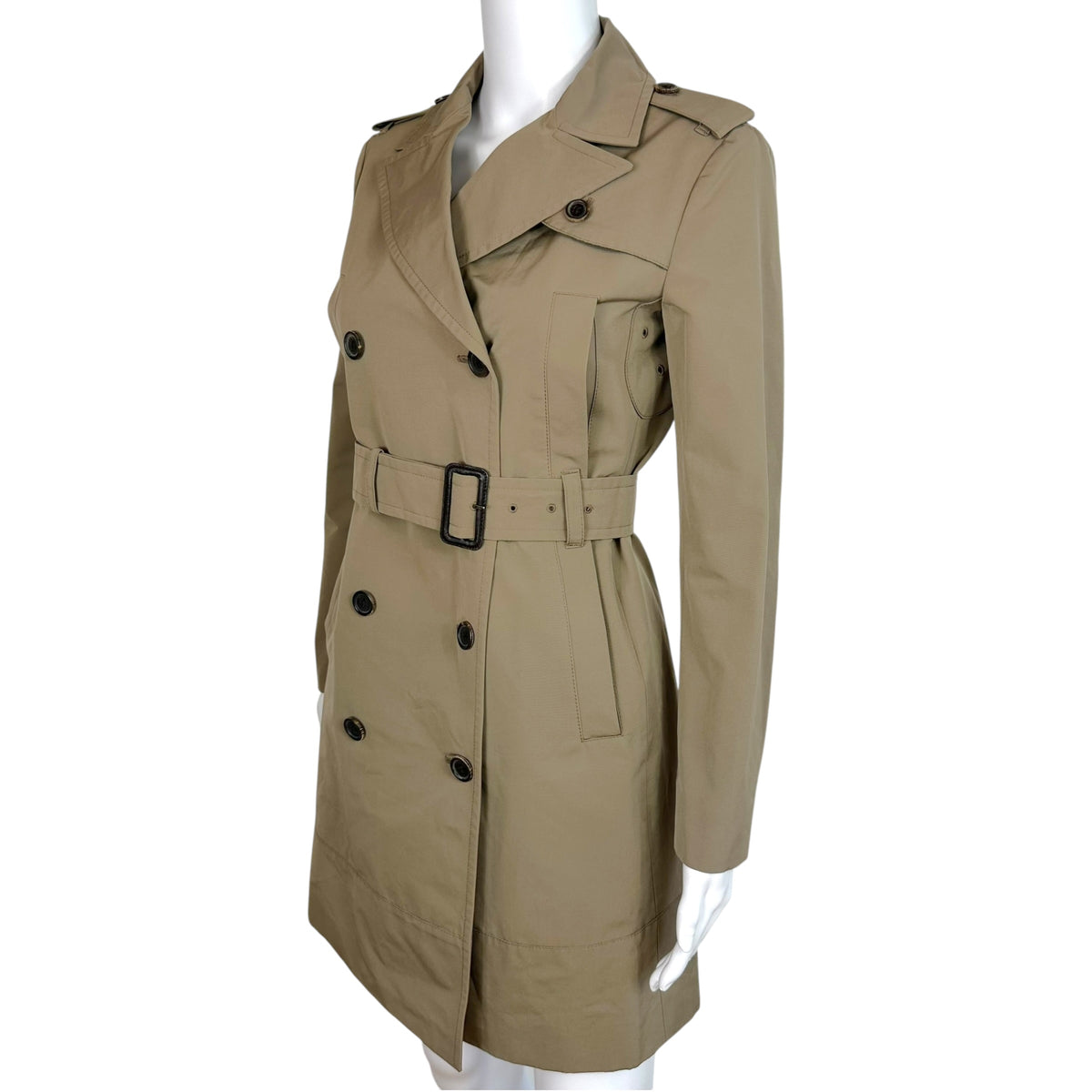 Prada Beige Mid-Length Trench Coat Double-Breasted XS