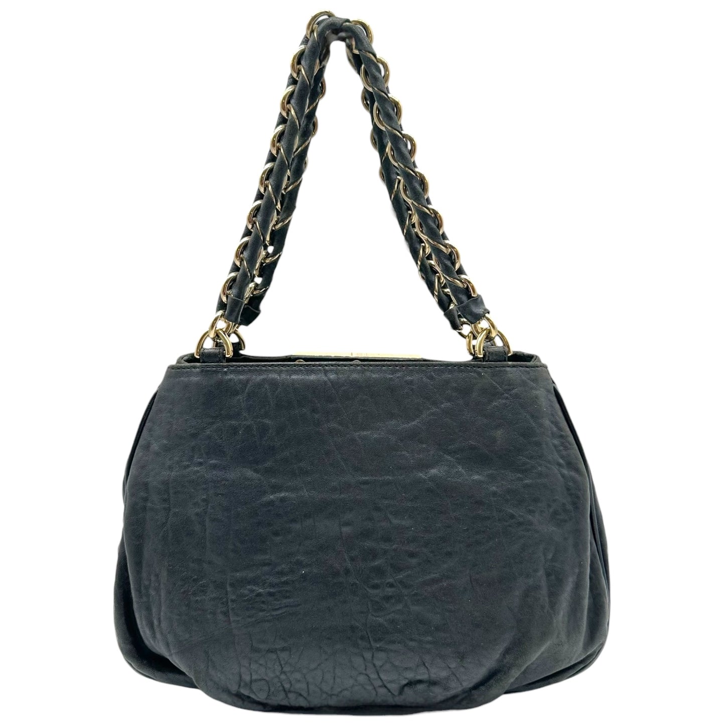 Fendi Black Leather Mia Logo Hardware Bag