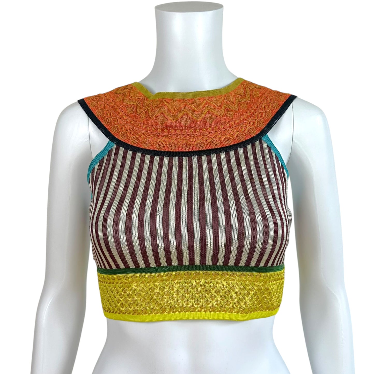 Jean Paul Gaultier Multicolor Printed Knit Crop Tank