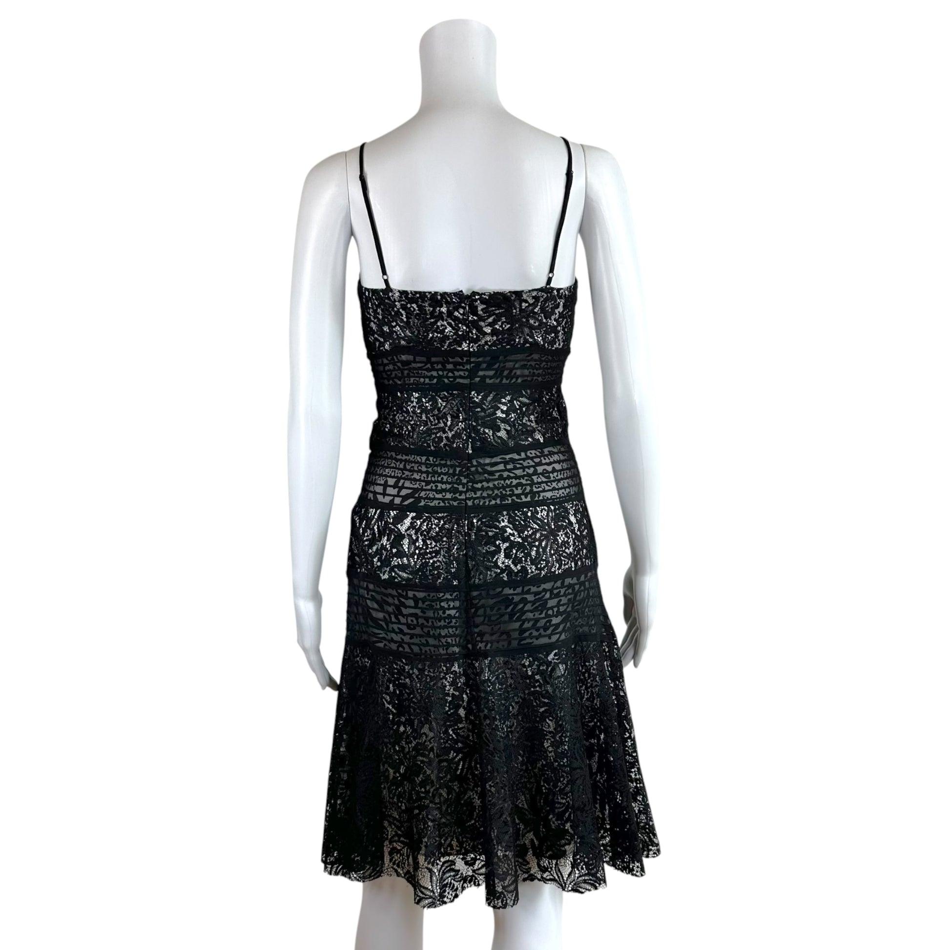 Roberto Cavalli Black Lace Leopard Paneled Midi Dress