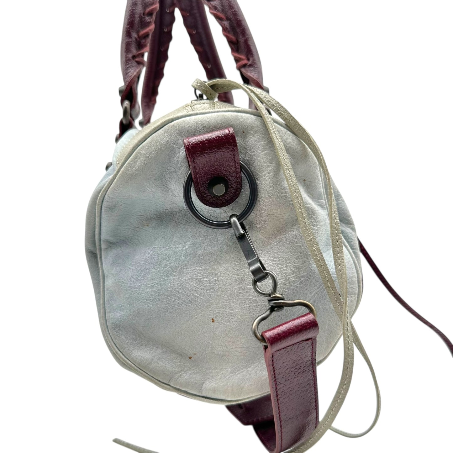 Balenciaga Tri-Colored Burgundy & Blue Mini City 2-Way Bag