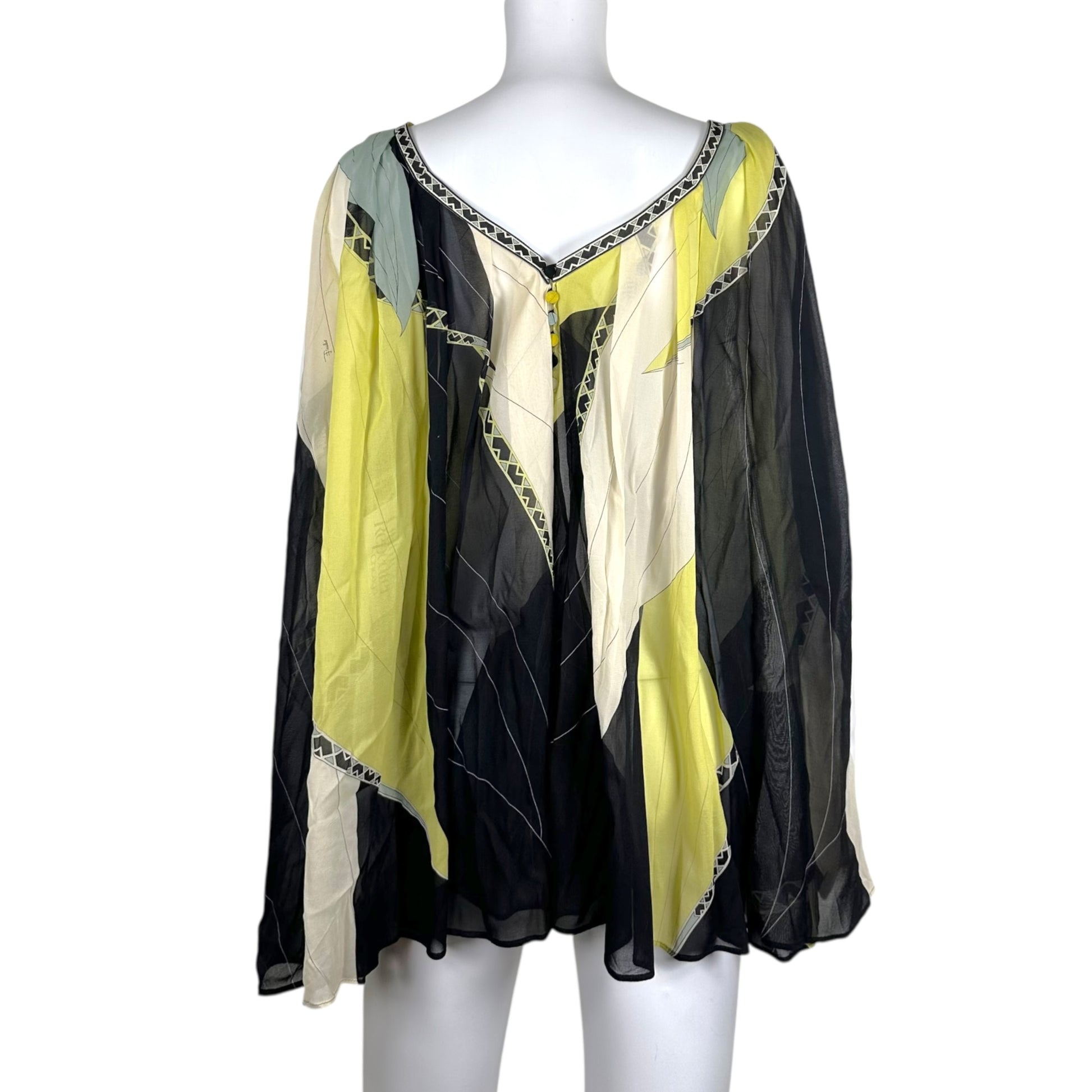 Emilio Pucci Silk Sleeveless Swing Blouse Green Black