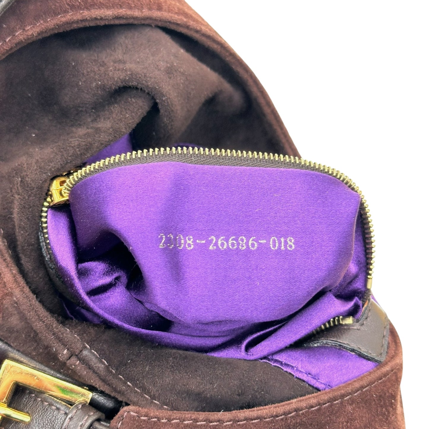 Fendi Brown Suede Baguette Bucket Shoulder Bag