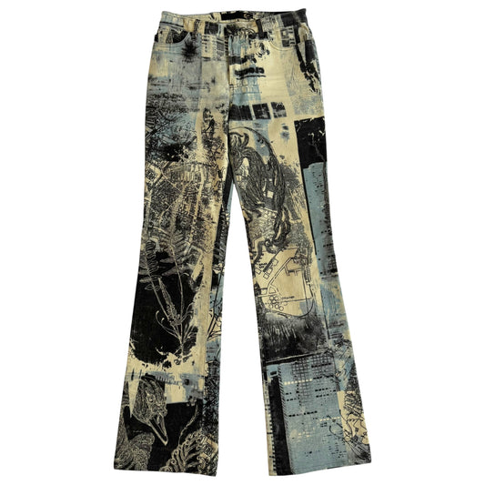 Just Cavalli Roberto Cavalli Ivory & Blue City Patchwork Print Jeans