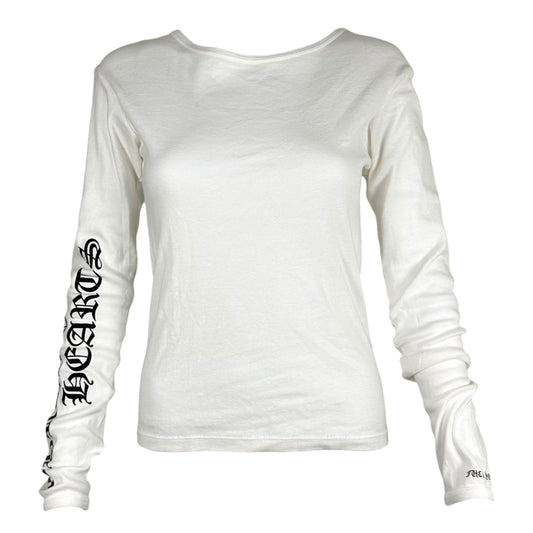 Chrome Hearts Vintage White Logo Print Long Sleeve T-Shirt
