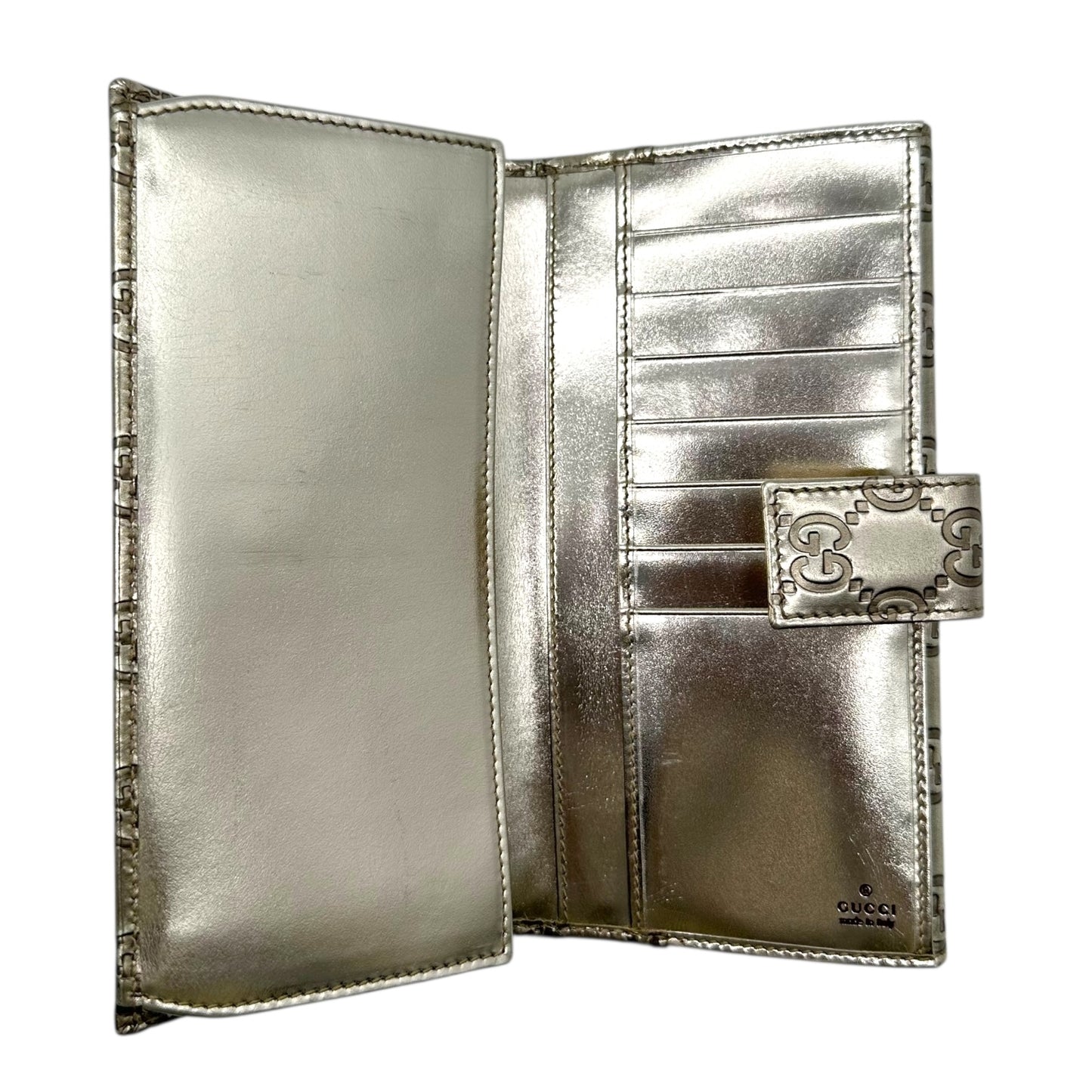 Gucci Silver Guccissima Embossed Monogram Long Wallet