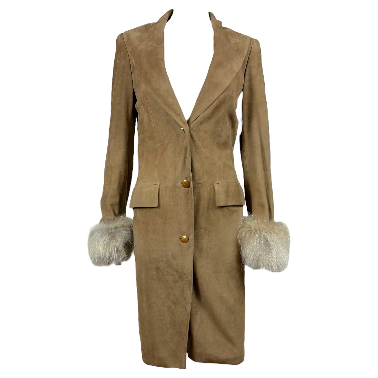 Loewe Fur Cuff Tan Suede Trench Coat - Outfit Repeater