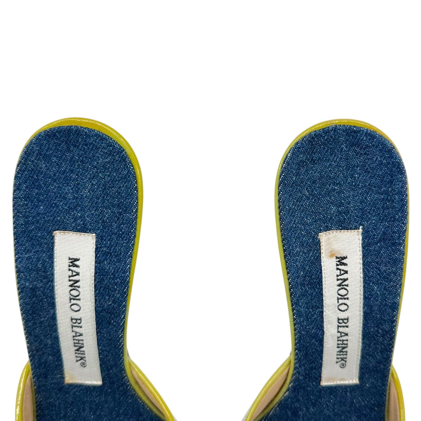 Manolo Blahnik Blue & Green Zebra Print Ponyhair Mule Heels