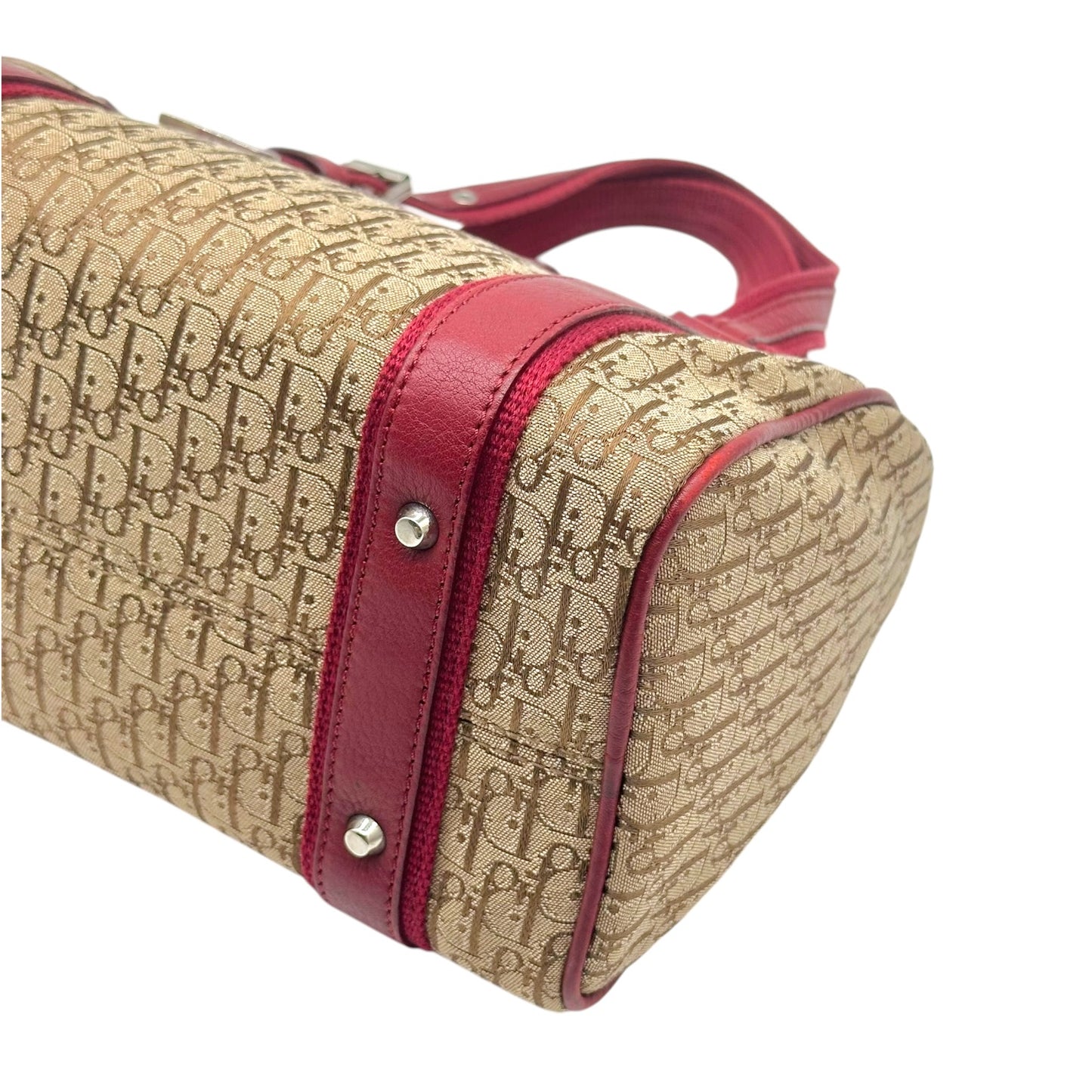 Christian Dior Burgundy & Tan Trotter Monogram Street Chic Small Bowler Bag