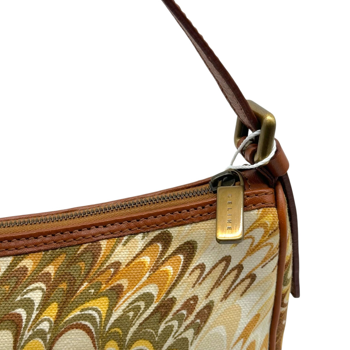 Celine Pochette Bag Brown Khaki Green Swirl Print